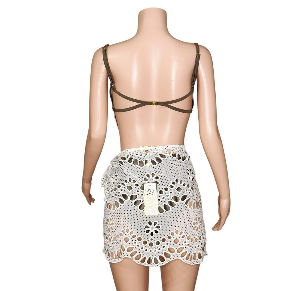 FOR LOVE & LEMONS Cookies N Cream Tie Up Skirt, Ivory Eyelet, Large - Picture 6 of 10